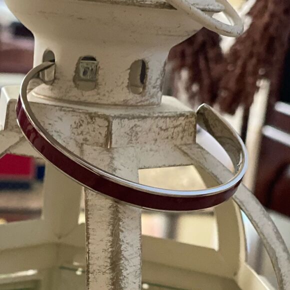 Rustic Cuff Bracelet-Adjustable red with silver band. Inscribed w/“love. EUC! - Picture 5 of 8